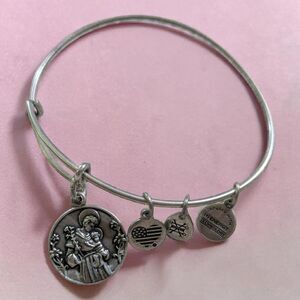 Alex and Ani St Anthony Silver Tone Expandable Bangle Bracelet Catholic Charm